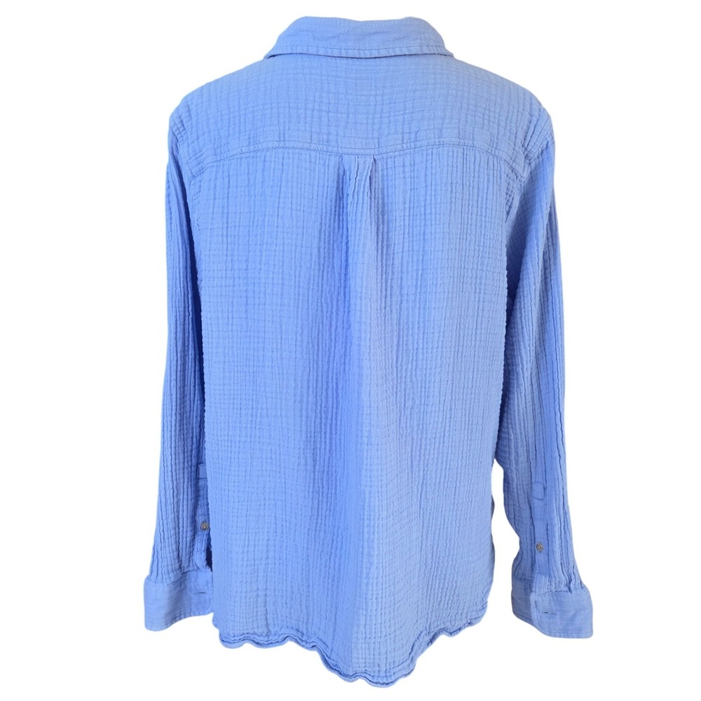 LL Bean Womens XL Petite Light Blue Gauze Cotton Button Down 100% Cotton Shirt - Picture 3 of 12